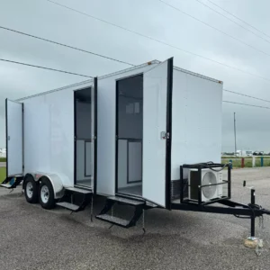 3 Station Portable Restroom Trailer 7′ x 20′ Unisex