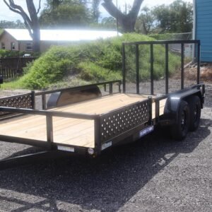 2025 7×16 Tube Top ATV Utility Trailer – 7K Tandem Axle, Side Ramps, Fold-Flat Gate