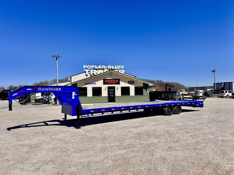 2024 RawMaxx *USED* 102″ x 34′ 12K Single Wheel Flatbed W/ Max Ramps